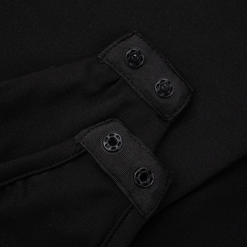 Chic Black Long Sleeve Bodysuit for Women | Keyhole Back Stretch Knit Top | Fall & Winter Layering Essential