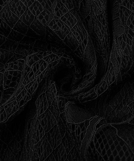 Mystic Noir Sheer Lace One-Shoulder Top - Edgy Long Sleeve for Fall & Party Nights