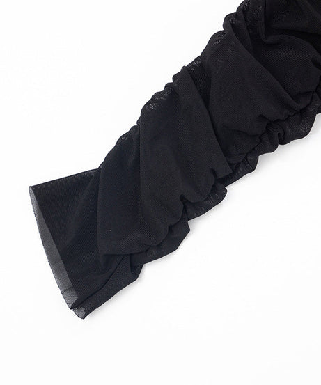 Black Mesh One-Shoulder Ruched Top | Sultry Fall & Holiday Party Style