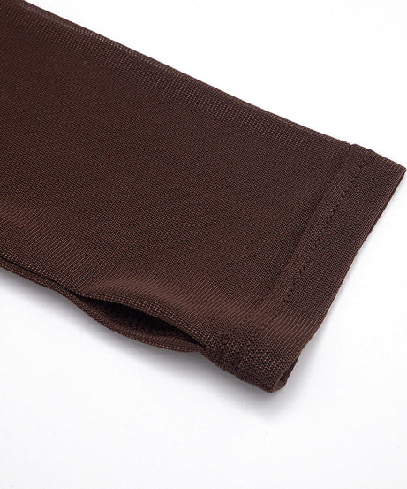 Sultry Espresso Mesh Ruched V-Neck Long Sleeve Top - Fall's Must-Have Layer