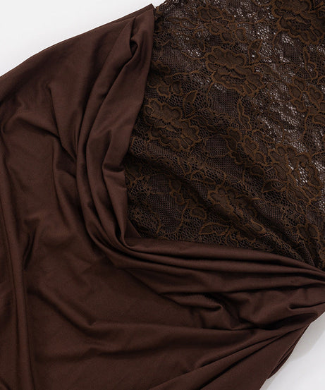 Fall & Holiday Glam: Espresso Lace Asymmetric Maxi Dress | One-Shoulder Evening Gown