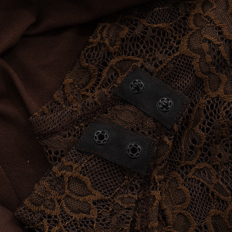 Fall & Holiday Glam: Espresso Lace Asymmetric Maxi Dress | One-Shoulder Evening Gown