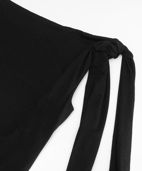 Sleek Black One-Shoulder Tie Mini Dress - Your Go-To Bodycon for Fall Parties & Date Nights