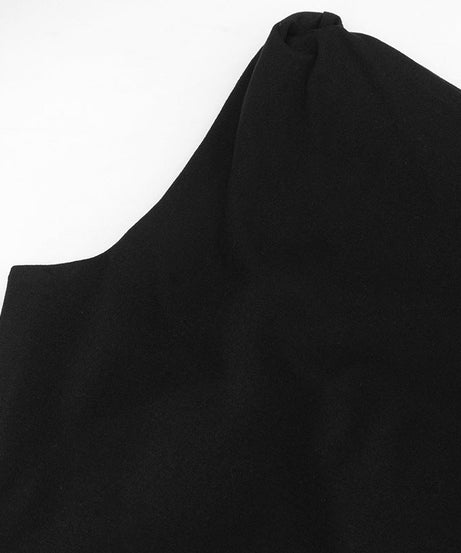 Sleek Black One-Shoulder Tie Mini Dress - Your Go-To Bodycon for Fall Parties & Date Nights
