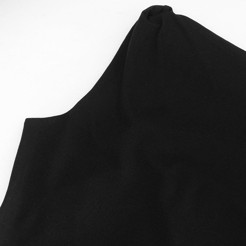 Sleek Black One-Shoulder Tie Mini Dress - Your Go-To Bodycon for Fall Parties & Date Nights