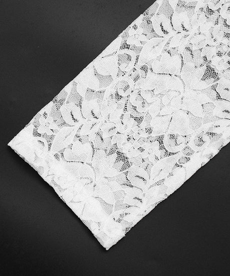 Chic White Lace Sheer Button-Up Top - Fall Layering & Date Night Must-Have