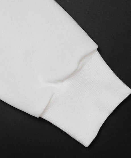 Fall Chill Luxe: Women's White Cropped Zip Hoodie & Ribbed Shorts Set