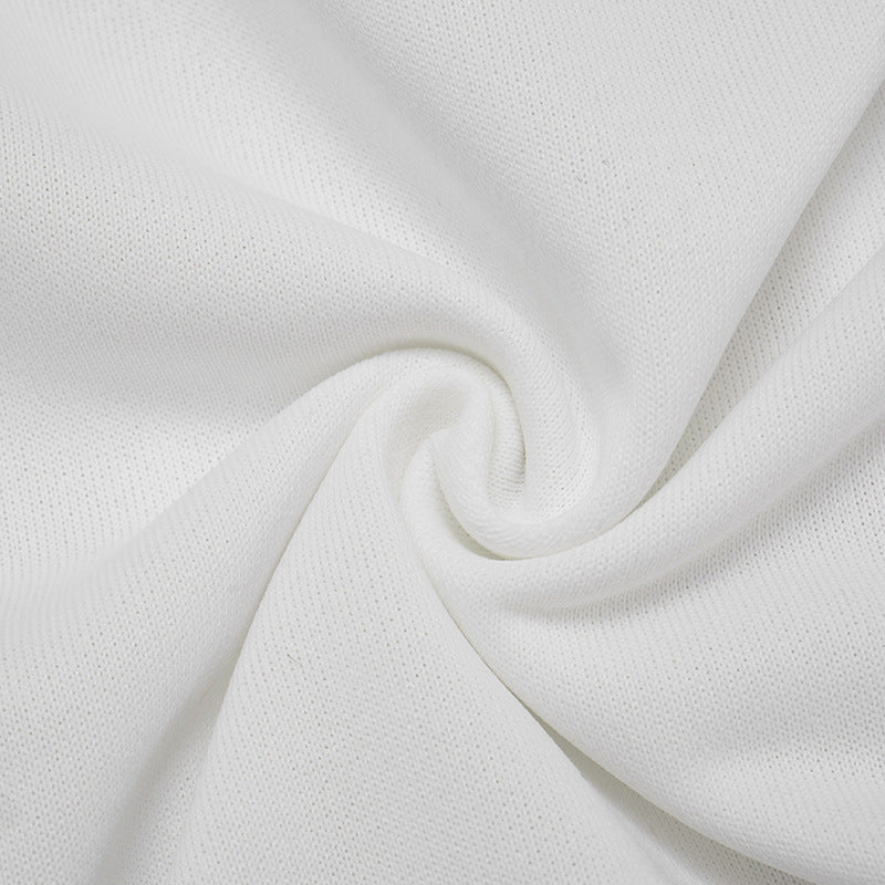 Fall Chill Luxe: Women's White Cropped Zip Hoodie & Ribbed Shorts Set