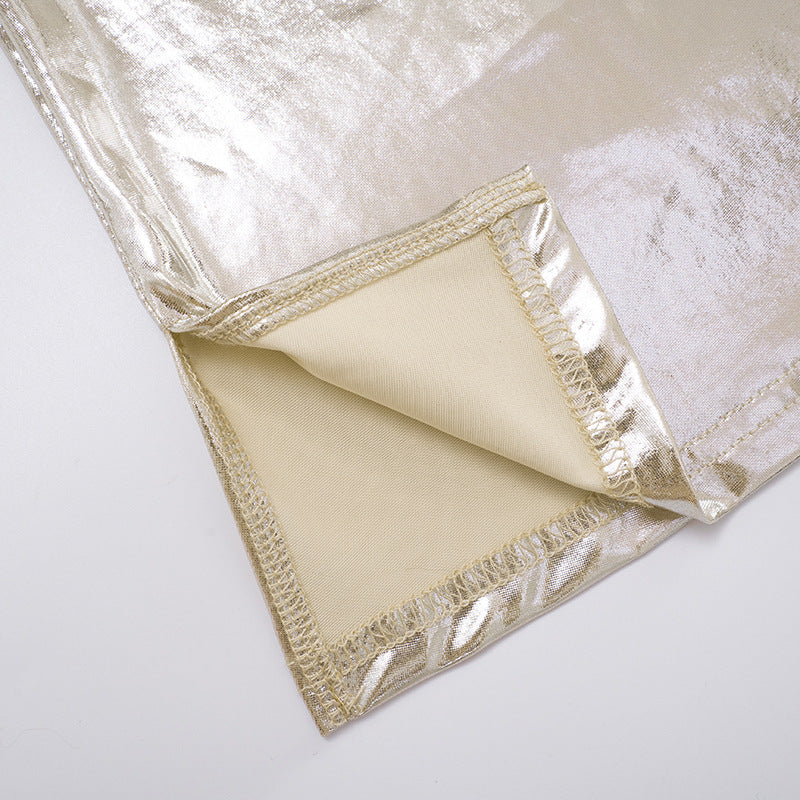 Shimmer & Slay: Metallic Ruched V-Neck Mini Dress - Your Dazzling Pick for Holiday Parties & NYE