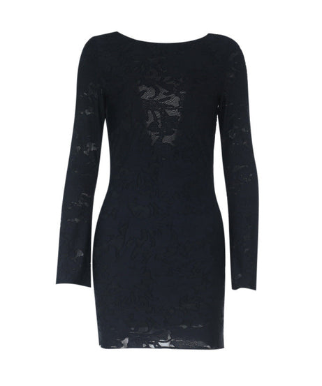 Alluring Black Lace Long Sleeve Backless Mini Dress - Your Perfect Fall & Holiday Party Look