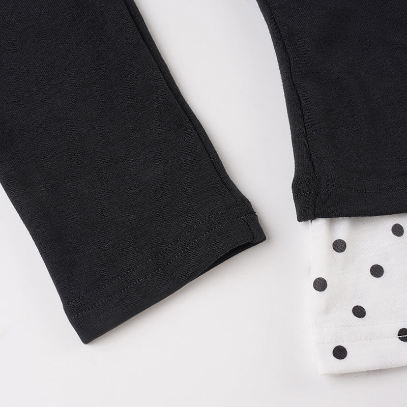 Chic Fall Layered Polka Dot Halter & V-Neck Long Sleeve Top Set - Versatile Autumn Style for Her