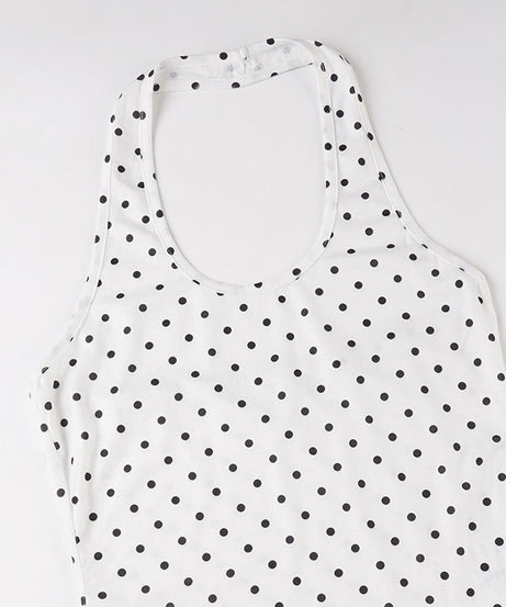 Chic Fall Layered Polka Dot Halter & V-Neck Long Sleeve Top Set - Versatile Autumn Style for Her