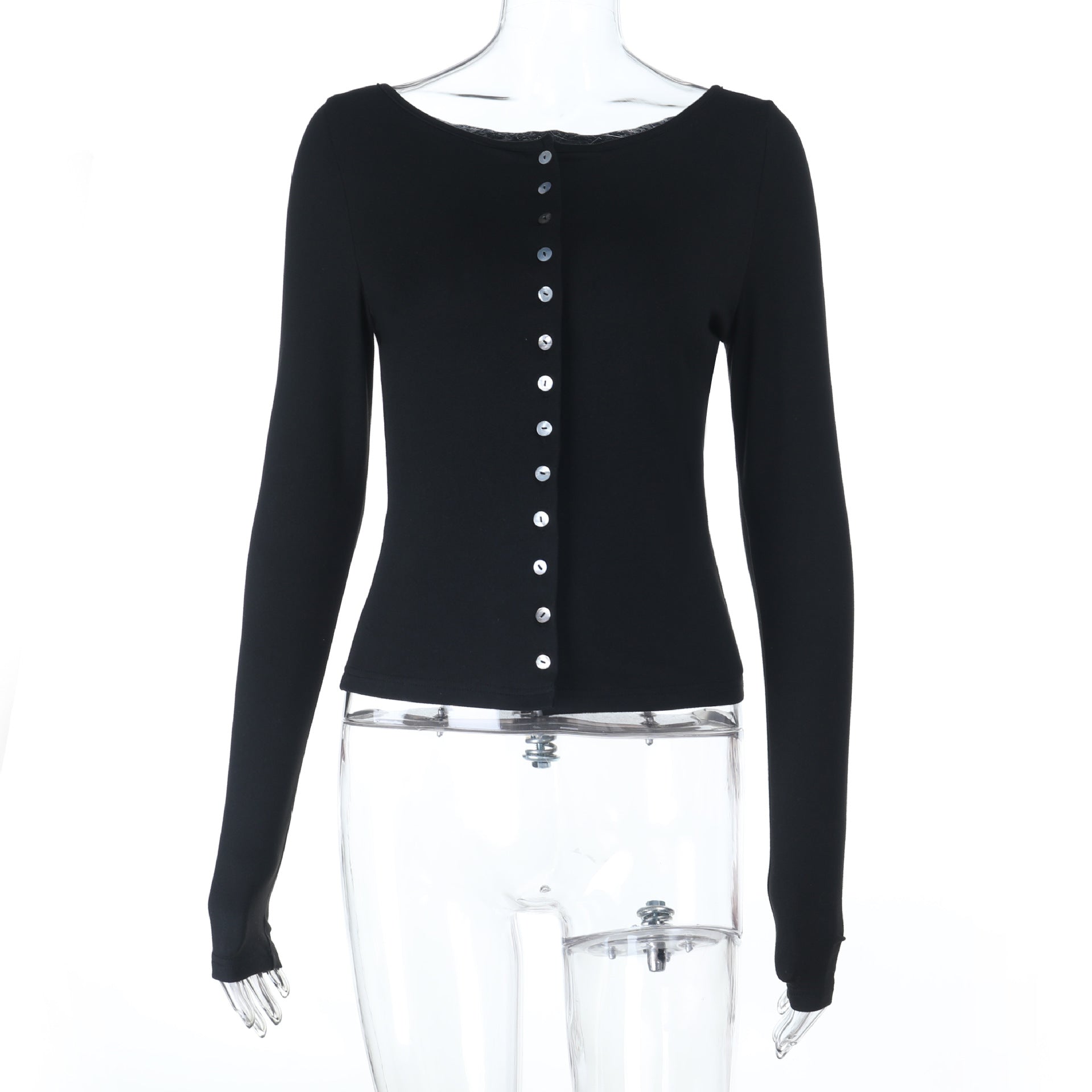 The Aspen Chic Black Button-Front Knit Top | Elegant Fall & Winter Essential