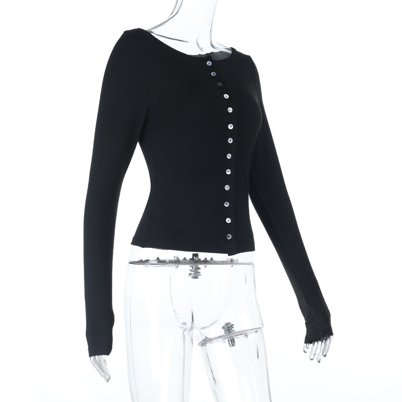The Aspen Chic Black Button-Front Knit Top | Elegant Fall & Winter Essential