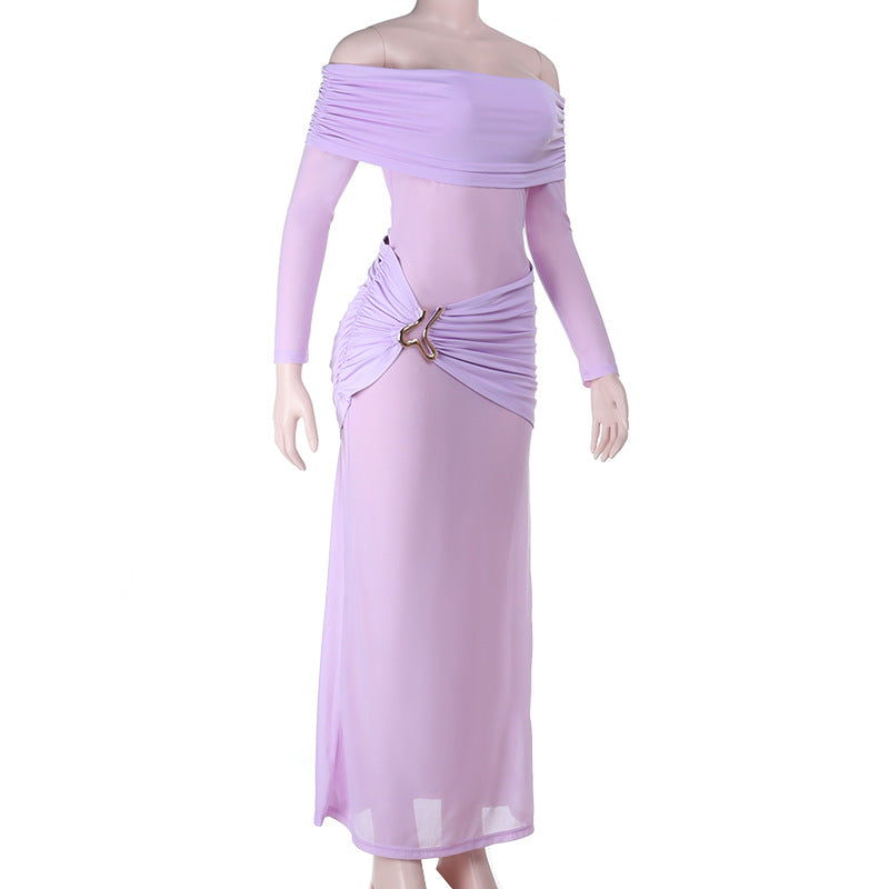 Lavender Goddess Off-Shoulder Ruched Maxi Dress - Your Fall Event & Resort Escape Essential