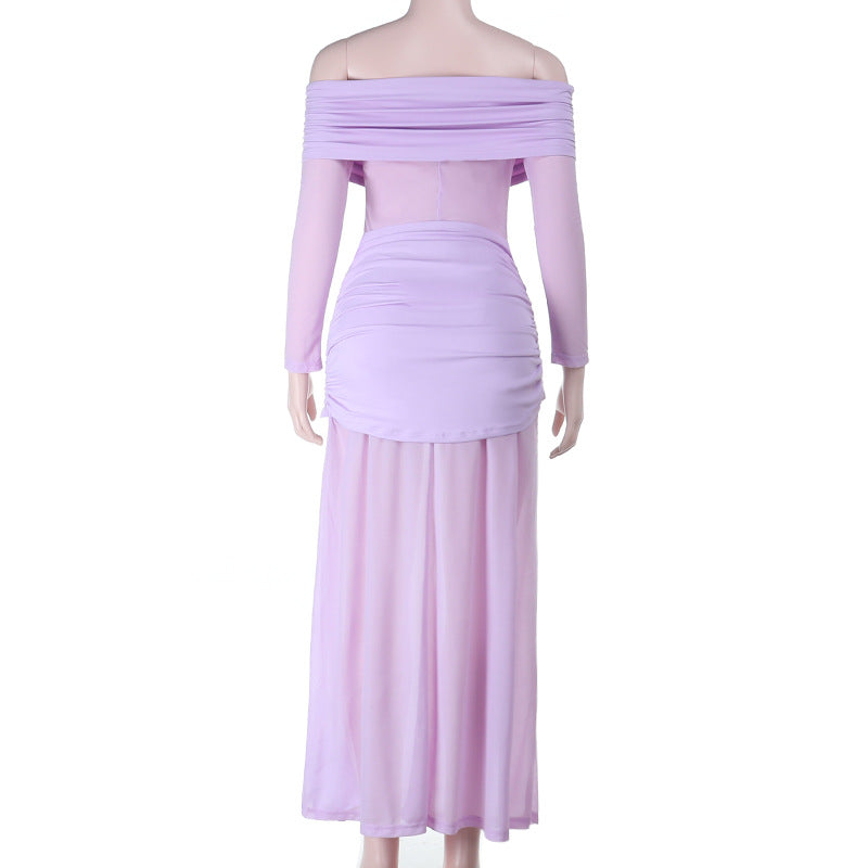 Lavender Goddess Off-Shoulder Ruched Maxi Dress - Your Fall Event & Resort Escape Essential