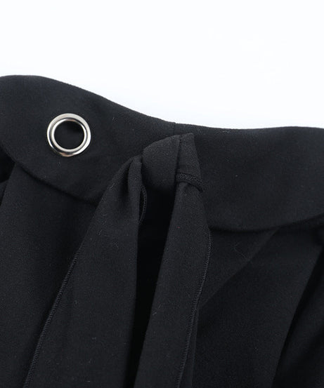 Edgy Elegance: Black One-Shoulder Grommet Top with Statement Drape - Fall & Holiday Party Essential