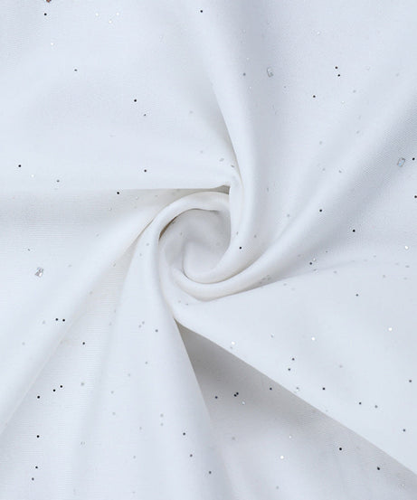 Sparkle & Charm: Women's Glitter Off-Shoulder Ruched Long Sleeve Top – Holiday Ready & Date Night Chic