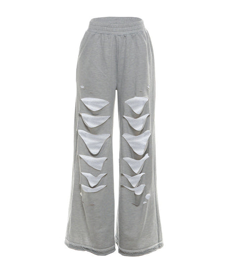 Trendy Gray Ladder Cutout Wide Leg Sweatpants – Fall 2025 Street Style Must-Have