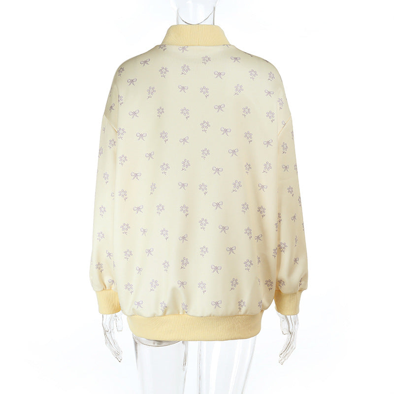 Women's CAMB3R Graphic Mock Neck Sweatshirt – Cozy Fall Bow Print