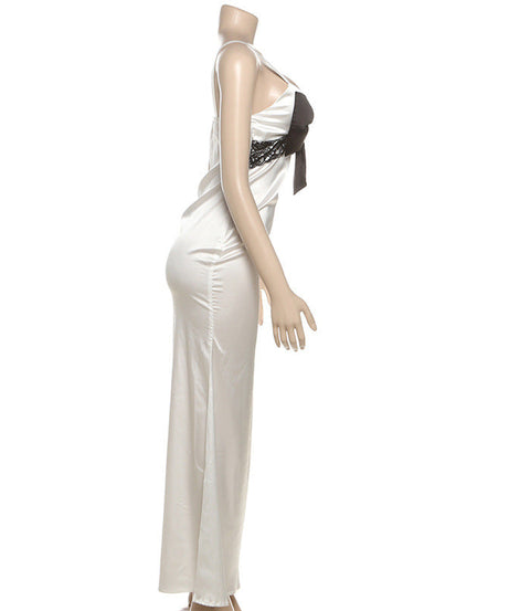Elegant Bow-Detail Satin Maxi Slip Dress – Perfect for Fall Galas & Holiday Soirées