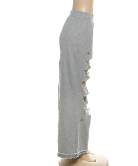 Trendy Gray Ladder Cutout Wide Leg Sweatpants – Fall 2025 Street Style Must-Have