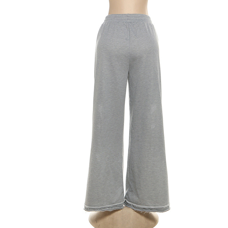 Trendy Gray Ladder Cutout Wide Leg Sweatpants – Fall 2025 Street Style Must-Have