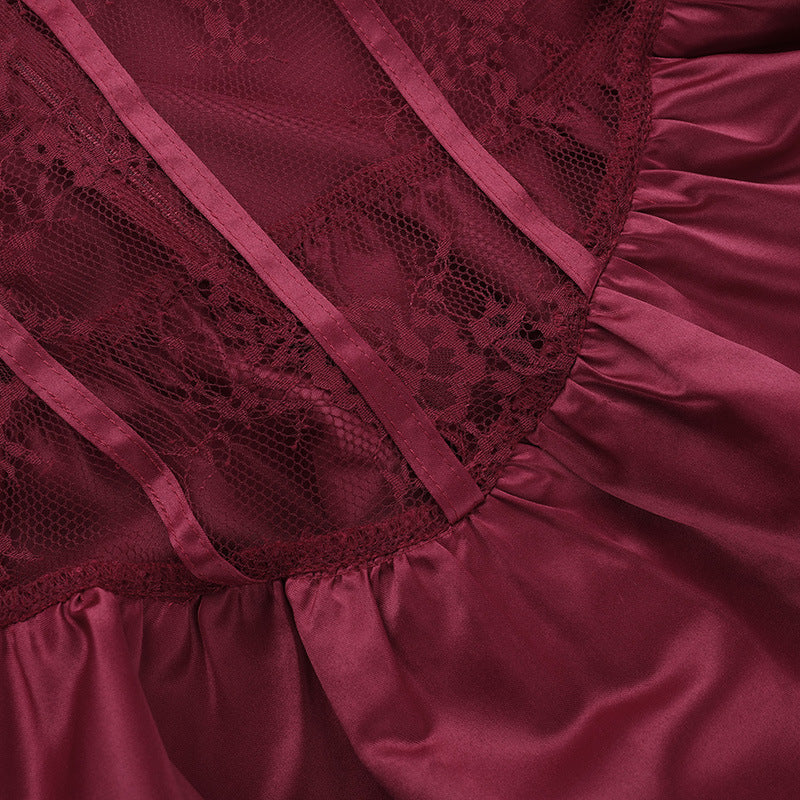 Romantic Wine Red Off-Shoulder Corset Mini Dress – Elegant Lace & Satin for Fall & Holiday Parties