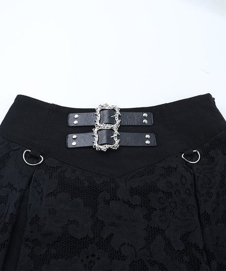 Gothic Glamour Lace Slit Maxi Skirt with Buckle Belt & Shorts – Your Ultimate Fall & Halloween Statement