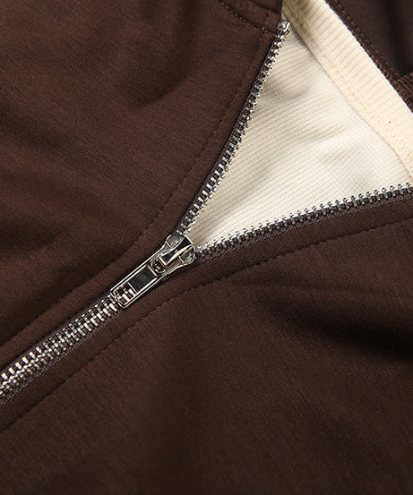 Autumn Luxe: Cropped Off-Shoulder Zip Hoodie & Wide-Leg Lounge Set for Women