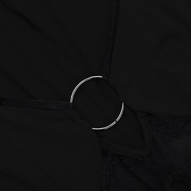 Sultry Black O-Ring Lace Cutout Bodycon Mini Dress - Fall & Holiday Party Ready