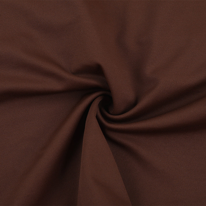 Autumn Luxe: Brown V-Neck Long Sleeve Top with Chic Studded Detail