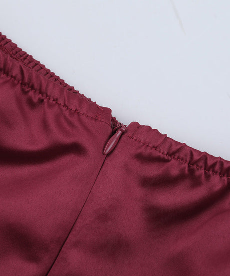 Romantic Wine Red Off-Shoulder Corset Mini Dress – Elegant Lace & Satin for Fall & Holiday Parties