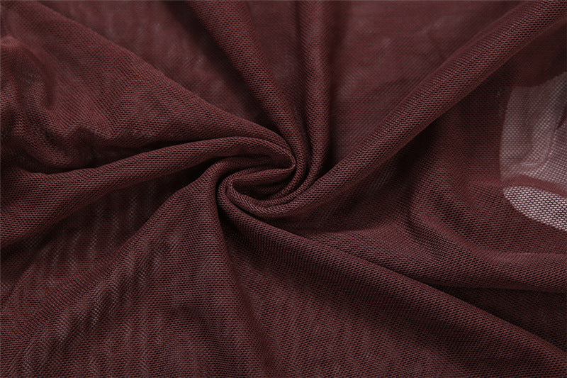 Sultry Espresso Sheer Mesh Mini Dress | Long Sleeve Cut-Out Bodycon for Fall Nights Out