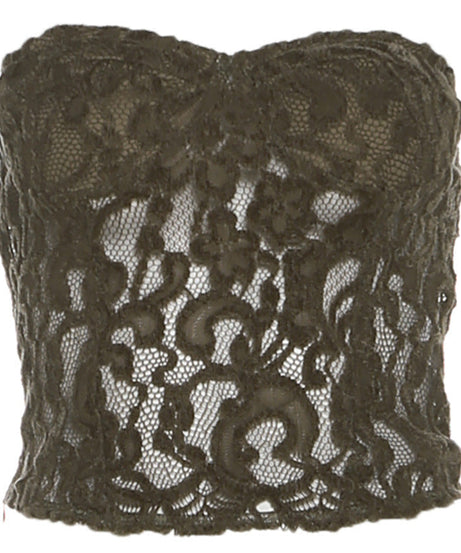 Chic Olive Green Lace Bustier Crop Top – Autumn Evening & Holiday Ready