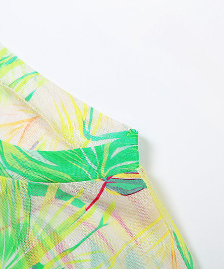 Vibrant Tropical Sheer Mesh Maxi Dress & Headwrap Set - Your Resort & Vacation Essential