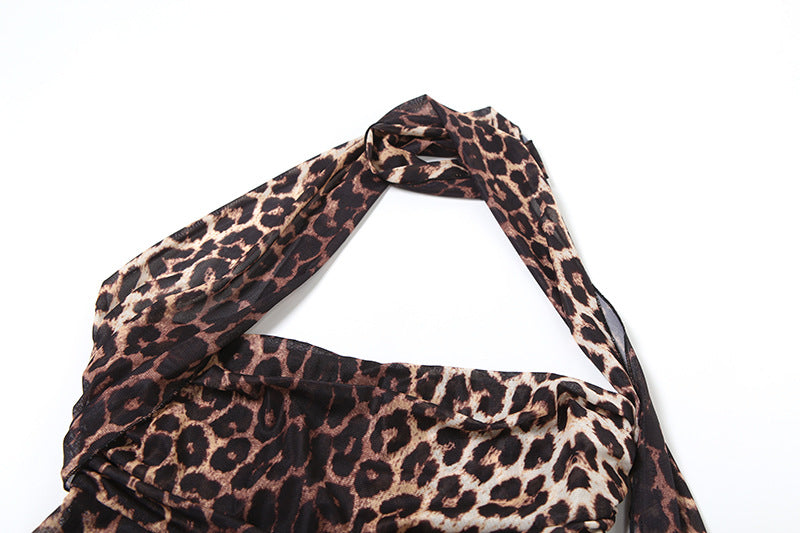 Daring Leopard Print Asymmetrical Halter Top - Your Must-Have Fall Party & Night Out Statement