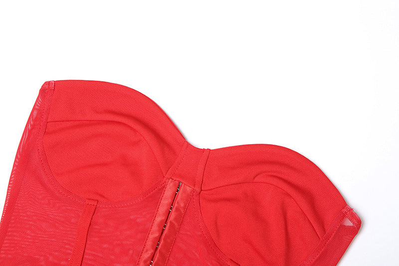 Glamorous Sweetheart Corset Mesh Cut-Out Mini Dress - Your Daring Statement Piece for Fall & Holiday Parties