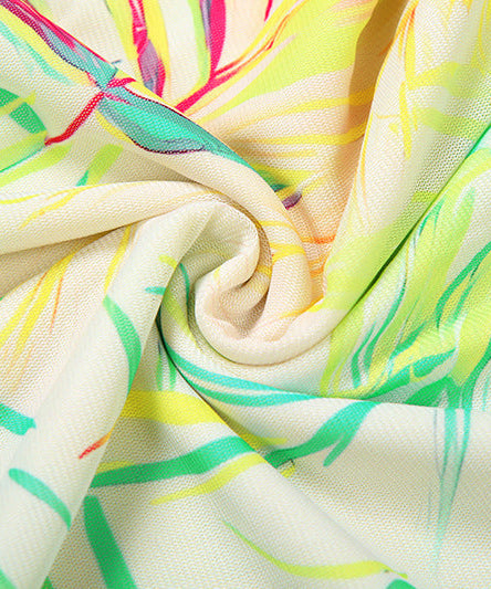 Vibrant Tropical Sheer Mesh Maxi Dress & Headwrap Set - Your Resort & Vacation Essential