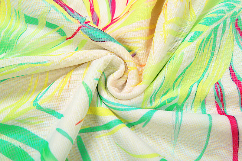 Vibrant Tropical Sheer Mesh Maxi Dress & Headwrap Set - Your Resort & Vacation Essential