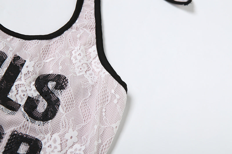 “Girls Favor Ya” Lace Halter Bodysuit – Y2K Chic for Fall & Beyond
