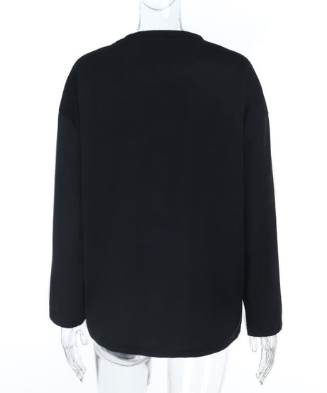 Game Day Chic: Cozy 'Supreme 8' Oversized Long Sleeve Top for Fall