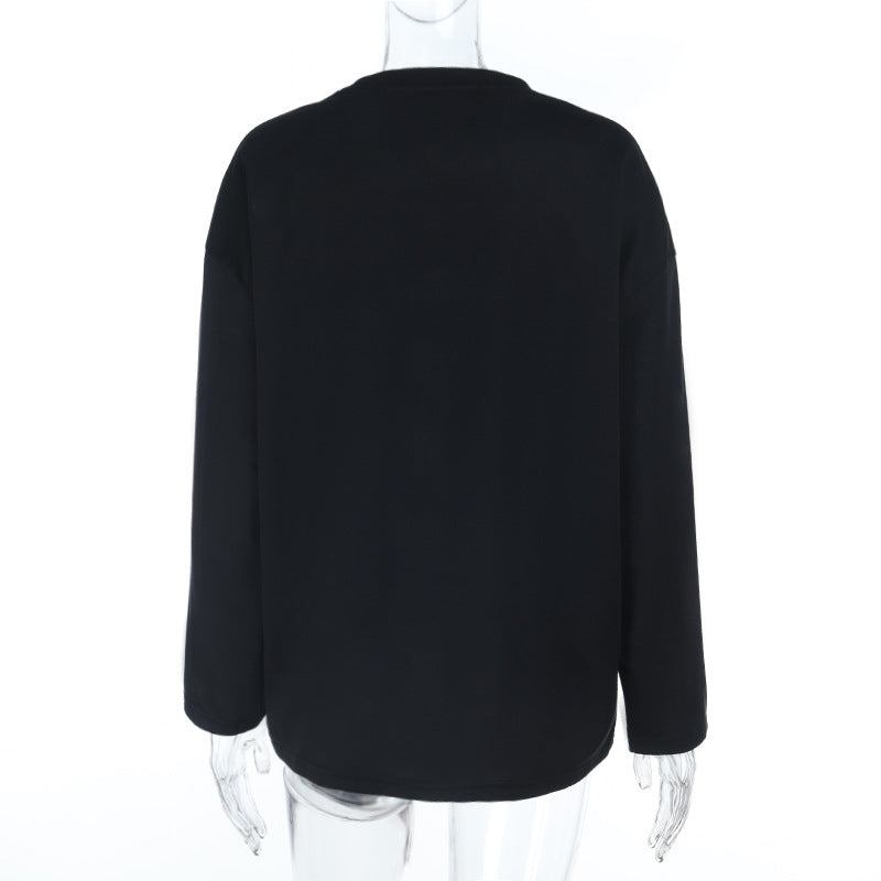 Game Day Chic: Cozy 'Supreme 8' Oversized Long Sleeve Top for Fall