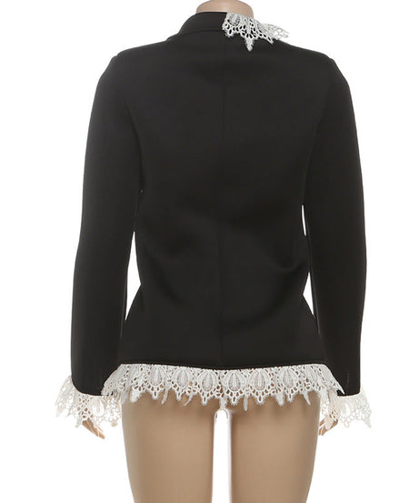 Elegant Asymmetrical Lace Black Blazer - Women's Fall & Holiday Statement Jacket