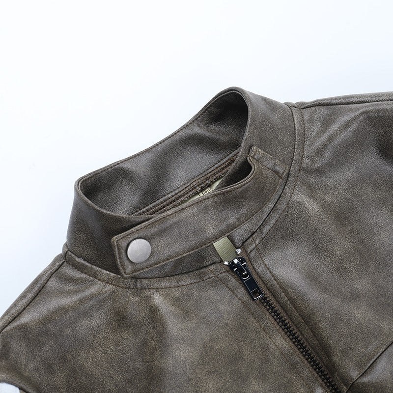 Women's Edgy Faux Leather Moto Jacket with Racing Stripes - Fall 2025 Chic