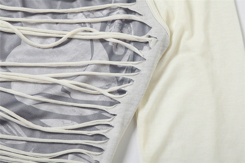 Autumn Edge: Y2K Cut-Out Layered Long Sleeve Top | Square Neck Statement