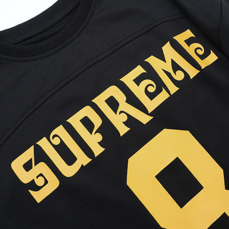 Game Day Chic: Cozy 'Supreme 8' Oversized Long Sleeve Top for Fall