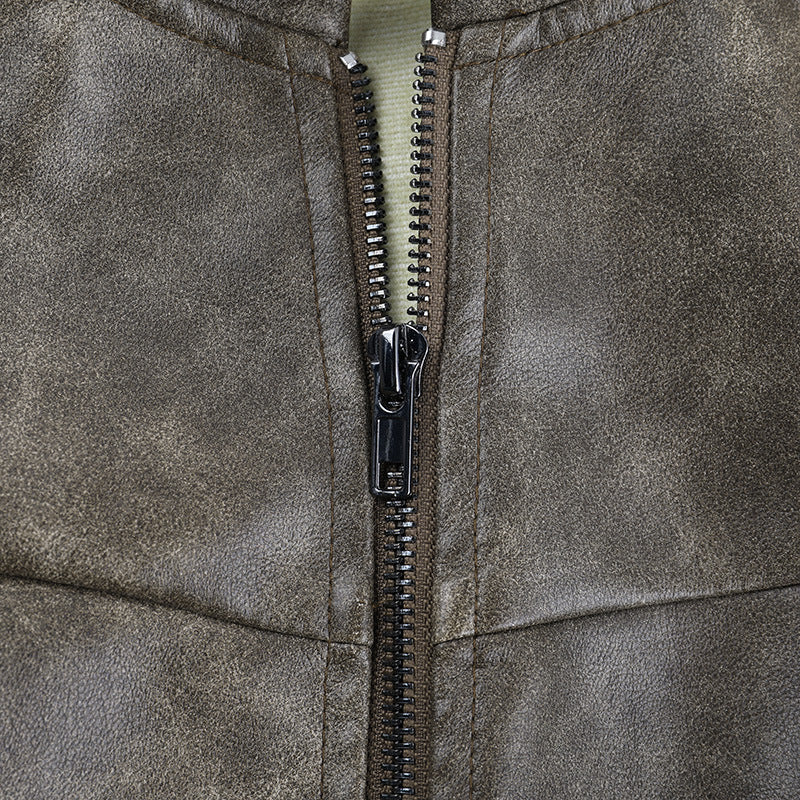 Women's Edgy Faux Leather Moto Jacket with Racing Stripes - Fall 2025 Chic