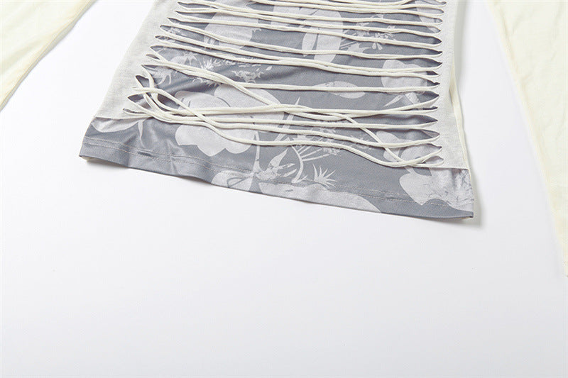 Autumn Edge: Y2K Cut-Out Layered Long Sleeve Top | Square Neck Statement