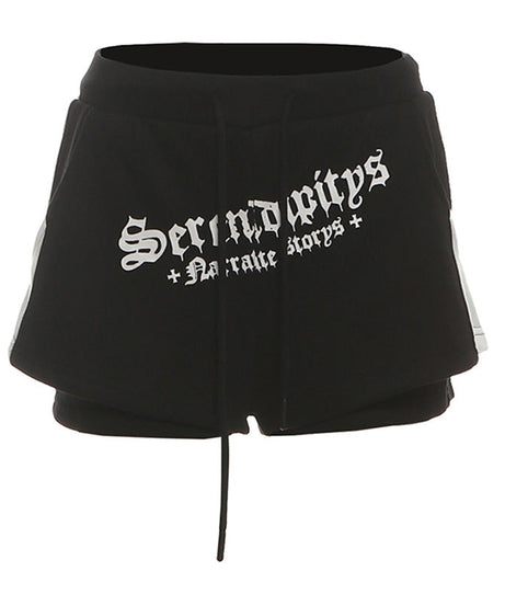 Women's 'Serendipitys' Gothic Drawstring Shorts - Fall Athleisure & Spooky Chic